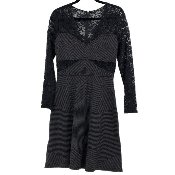 BCBGMaxAzria Black V-Neck Fit & Flare Dress | Versatile for All Seasons - Picture 1 of 6